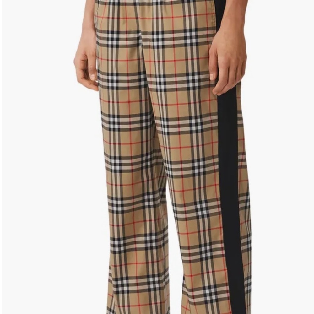 Louane Check Side Stripe Stretch Cotton Pants - 10-US
